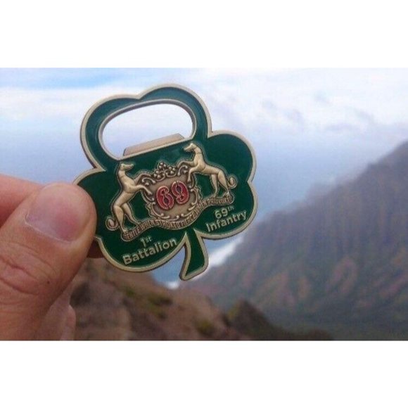 Fighting 69th New York Infantry Clover Bottle Opener 2.5” Challenge Coin Diecast - Picture 7 of 8